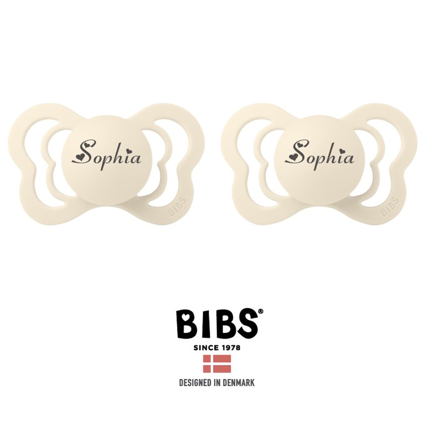BIBS COUTURE Personalised *2-PACK* Heart Font